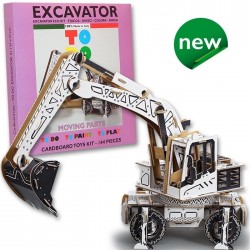 ESCAVATORE To Do EXCAVATOR in cartone DA MONTARE e colorare 144 PEZZI kit MADE IN ITALY 6+