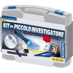 KIT DEL PICCOLO INVESTIGATORE valigetta KOSMOS set RACCOGLI PROVE risolvi crimini 26 ESPERIMENTI età 8+