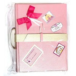 ALBUM NASCITA cartastella VALIGIA 27 x 31 cm ROSA fatto a mano IN ITALIA hand made BIMBA bebè