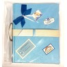 ALBUM NASCITA cartastella VALIGIA 27 x 31 cm AZZURRO fatto a mano IN ITALIA hand made BIMBA bebè