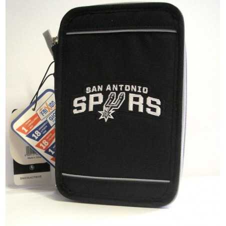 ASTUCCIO 3 zip NBA Panini SPURS accessoriato 2018 triplo NERO materiale scuola BASKET
