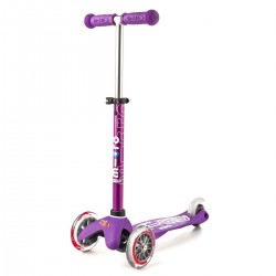 MONOPATTINO Mini Micro DELUXE mono pattino VIOLA originale 3 RUOTE TRASPARENTI età 2+