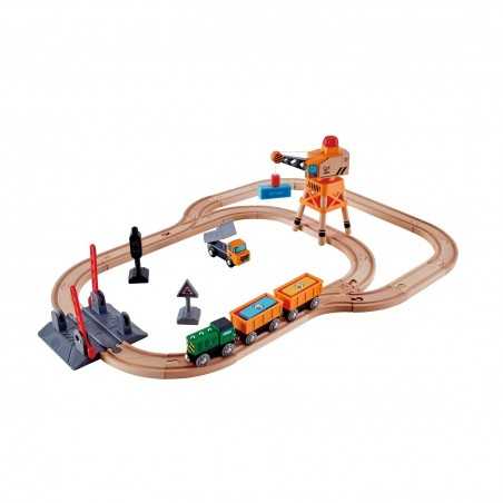 SET ferrovia PASSAGGIO A LIVELLO E GRU trenino TRENO in legno HAPE gioco E3732 età 3+