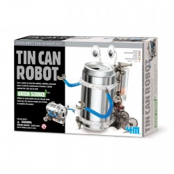 ROBOT CON LATTINA RICICLATA kit scientifico TIN CAN SET gioco 4M green science CAMMINA età 8+
