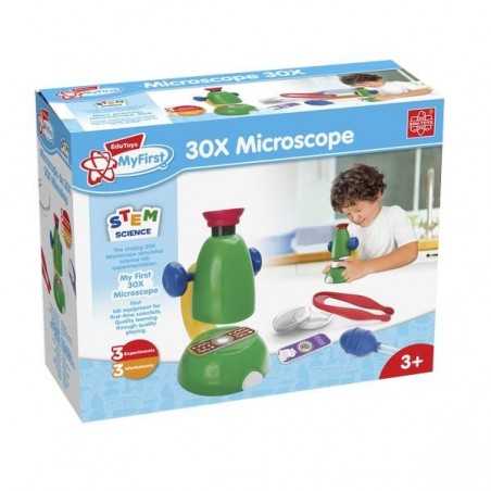 MICROSCOPIO DEI PICCOLI 30X set con strumenti SCIENZA my first EDU-TOYS luce led 3 ESPERIMENTI età 3+ SeleGiochi - 1