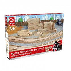 SET ESPANSIONE BINARI in legno HAPE 24 pezzi FERROVIA trenino E3707 treno SUPER EXPANSION RAILWAY PACK età 3+ Hape - 1