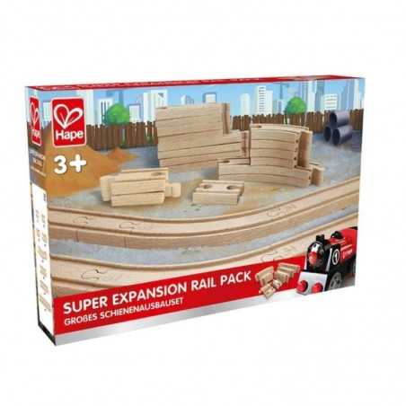 SET ESPANSIONE BINARI in legno HAPE 24 pezzi FERROVIA trenino E3707 treno SUPER EXPANSION RAILWAY PACK età 3+ Hape - 1
