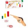 PISTOLA CON ELASTICI tiro a segno 3 BERSAGLI colorati in legno DAL NEGRO set di elastici GIOCO età 6+ DAL NEGRO - 1
