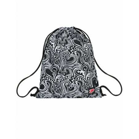 SOFT BACKPACK zaino MAZE GIRL coulisse SACCA seven BIANCO E NERO chiusura a strozzo FANTASIA SEVEN - 1