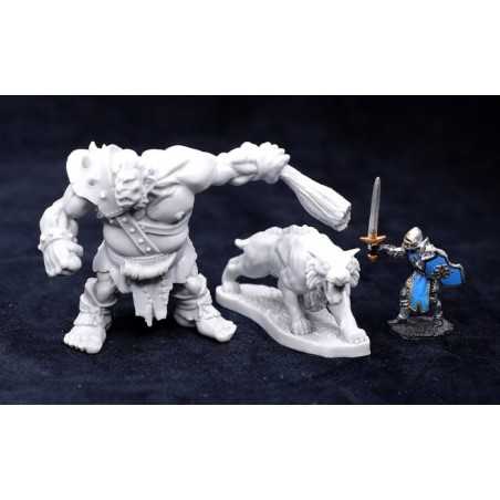 BONES IV 4 HILL GIANT HUNTSMAN with DIRE LION Reaper miniature in plastica Kickstarter limited edition Reaper Miniatures - 1