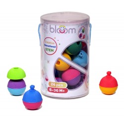 CILINDRO 24 pezzi LALABOOM attacca avvita mescola impila FORME IN PLASTICA pop twist mix stack 5 IN 1 snap beads 10 MESI + lalab