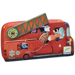 PUZZLE djeco 16 PEZZI scatola sagomata CAMION DEI POMPIERI fire truck DJ07269 età 3+ Djeco - 1