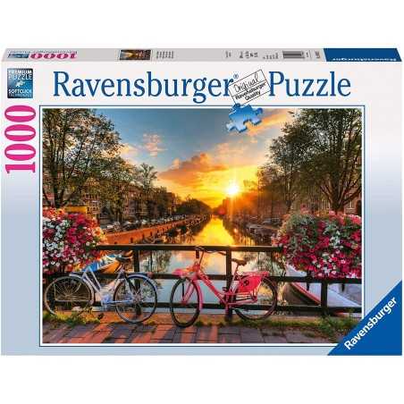 PUZZLE 1000 PEZZI BICICLETTE AD AMSTERDAM Ravensburger 19606 ORIGINALE softclick 70x50cm Ravensburger - 1