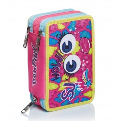 ASTUCCIO PEN PAD 3 zip FACCE GIRL seven SJ GANG triplo scomparto WOW pencil case ATTREZZATO materiale SCUOLA SEVEN - 1