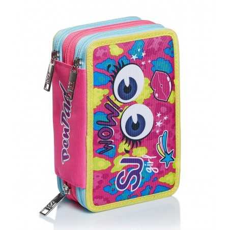 ASTUCCIO PEN PAD 3 zip FACCE GIRL seven SJ GANG triplo scomparto WOW pencil case ATTREZZATO materiale SCUOLA SEVEN - 1