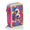 ASTUCCIO PEN PAD 3 zip FACCE GIRL seven SJ GANG triplo scomparto WOW pencil case ATTREZZATO materiale SCUOLA SEVEN - 1