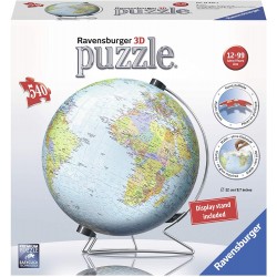 MAPPAMONDO con supporto PUZZLE 3D ravensburger 540 PEZZI con base ruotabile H 27,5 CM età 10+