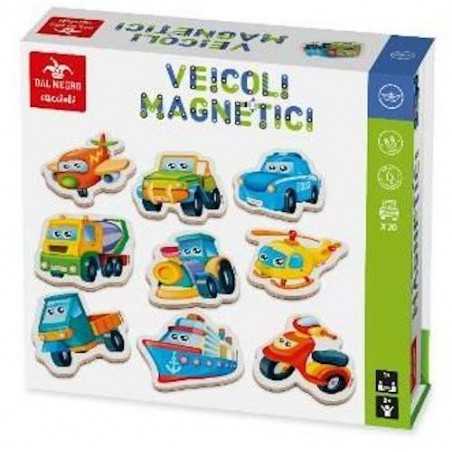 VEICOLI MAGNETICI gioco in legno DAL NEGRO 20 calamite MEZZI DI TRASPORTO età 3+ DAL NEGRO - 1