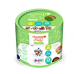 STAMPO BABY ECO stampini FATTORIA con tampone blu 4 TIMBRI aladine kids IN LEGNO età 18 mesi + Aladine - 1