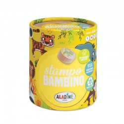STAMPO BAMBINO stampini SAVANA con tampone nero 8 TIMBRI aladine kids IN LEGNO età 3+ Aladine - 1
