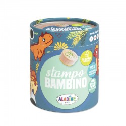 STAMPO BAMBINO stampini DINOSAURI con tampone nero 8 TIMBRI aladine kids IN LEGNO età 3+ Aladine - 1