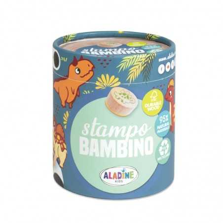 STAMPO BAMBINO stampini DINOSAURI con tampone nero 8 TIMBRI aladine kids IN LEGNO età 3+ Aladine - 1