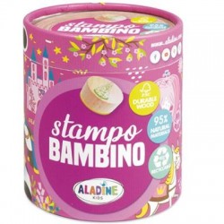 STAMPO BAMBINO stampini PRINCIPESSE con tampone nero 8 TIMBRI aladine kids IN LEGNO età 3+ Aladine - 1