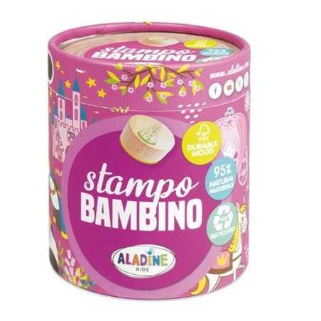 STAMPO BAMBINO stampini PRINCIPESSE con tampone nero 8 TIMBRI aladine kids IN LEGNO età 3+ Aladine - 1