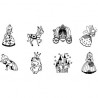 STAMPO BAMBINO stampini PRINCIPESSE con tampone nero 8 TIMBRI aladine kids IN LEGNO età 3+ Aladine - 3