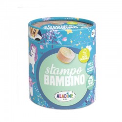 STAMPO BAMBINO stampini UNICORNI con tampone nero 8 TIMBRI aladine kids IN LEGNO età 3+ Aladine - 1
