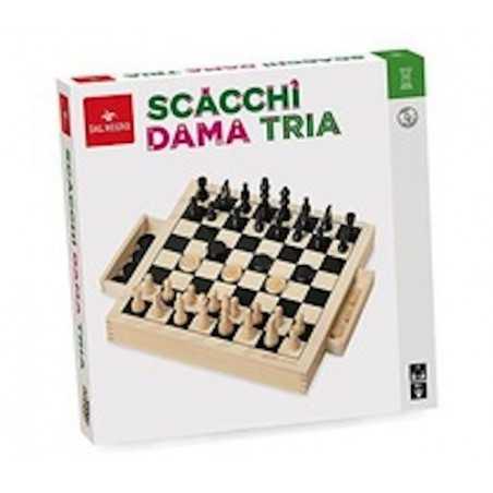 SCACCHI DAMA TRIA in legno DAL NEGRO set 3 GRANDI CLASSICI età 8+