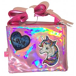 FLAT SHOULDER BAG borsetta TRACOLLA glitter SJ GANG seven ROSA con zip BORSA SEVEN - 1