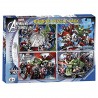 4 PUZZLE DA 100 PEZZI bumper puzzle pack RAVENSBURGER marvel AVENGERS assemble 36 X 26 CM età 6+