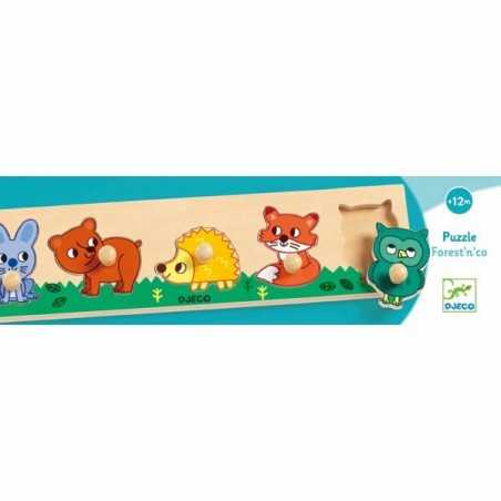 PUZZLE IN LEGNO incastri FOREST'N'CO animali DJECO in legno DJ01119 età 12 mesi + Djeco - 1