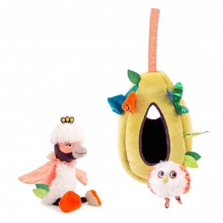 PELUCHE ATTIVITA' NIDO DEGLI UCCELLINI pupazzo MOULIN ROTY con inserti DANS LA JUNGLE 668080