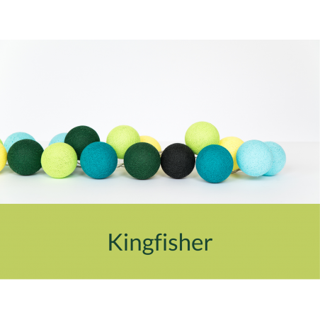 LUCI HAPPY LIGHTS KINGFISHER fila 20 palline colorate in corda con lampadine LED e spina