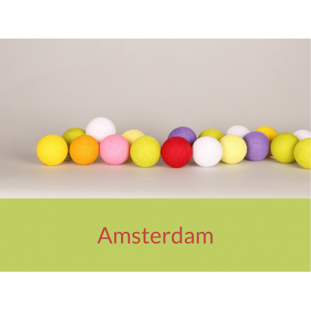 LUCI HAPPY LIGHTS AMSTERDAM fila 20 palline colorate in corda con lampadine LED USB