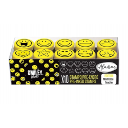 STAMPO EASY SMILEY WORLD set di 10 stampini TIMBRI già muniti di inchiostro ALADINE senza tampone Aladine - 1