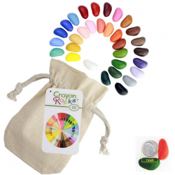CRAYON ROCKS pastelli a cera SET DI 32 COLORI con sacchetto in cotone CERA DI SOIA età 3+ CRAYON ROCKS - 1