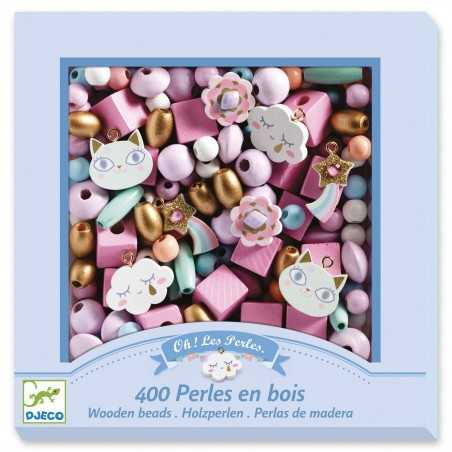 400 PERLE IN LEGNO kit artistico ARCOBALENO creativo CREA GIOIELLI assortiti DJECO DJ09823 età 4+ Djeco - 1