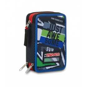 ASTUCCIO 3 ZIP triplo scomparto UNDERGROUND SOIL seven TRE PIANI accessoriato SEVEN - 1