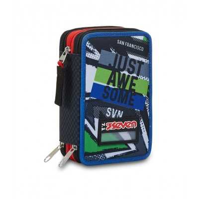 ASTUCCIO 3 ZIP triplo scomparto UNDERGROUND SOIL seven TRE PIANI accessoriato SEVEN - 1