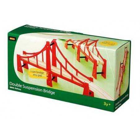PONTE A DUE CAMPATE treni in legno BRIO trenino 33683 DOUBLE SUSPENSION BRIDGE