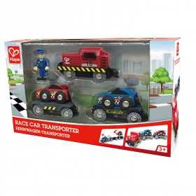BISARCA TRASPORTO AUTO trenino TRENO ferrovia HAPE race car transporter E3735 età 3+ Hape - 1