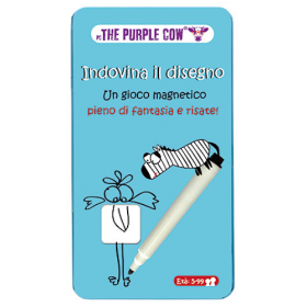 INDOVINA IL DISEGNO purple cow UN GIOCO MAGNETICO pieno di fantasia e risate PORTATILE gioco da viaggio IN ITALIANO età 5+ The P