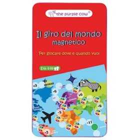 IL GIRO DEL MONDO gioco da viaggio PORTATILE in italiano MAGNETICO in latta THE PURPLE COW età 6+ The Purple Cow - 1