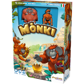 MONKI gioco da tavolo SCIMMIE playagame edizioni IN ITALIANO con 2 miniature di ORANGO età 7+ Playa Game Edizoni - 1