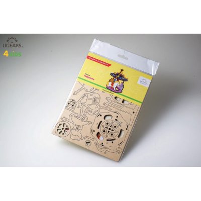 GIOSTRA merry go round UGEARS KIDS modellino in legno BUILD AND PAINT kit da 23 pezzi CAROSELLO età 5+ Ugears - 1