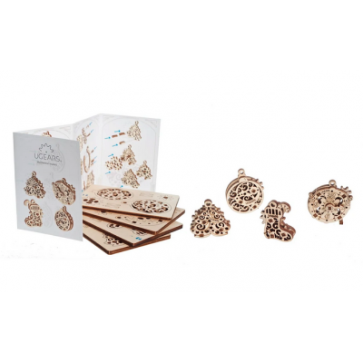 ANNO NUOVO natale NEW YEAR christmas UGEARS modellini in legno SET DI 4 portachiavi FIDGETS età 5+ Ugears - 1
