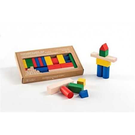 COSTRUZIONI A COLORI 30 PZ gioco in legno MILANIWOOD 100% made in Italy 3+